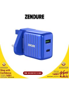 زندور - سوبربورت شاحن جداري منفذين 20 واط - أزرق