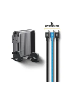 Zendure - ((Super Hybrid 2-in-1 – Power Bank + Smart Wall Charger) + 2xSuperCord Type C to C Cable-Black + SuperCord Type C to C Cable-Blue) Offer OZ374